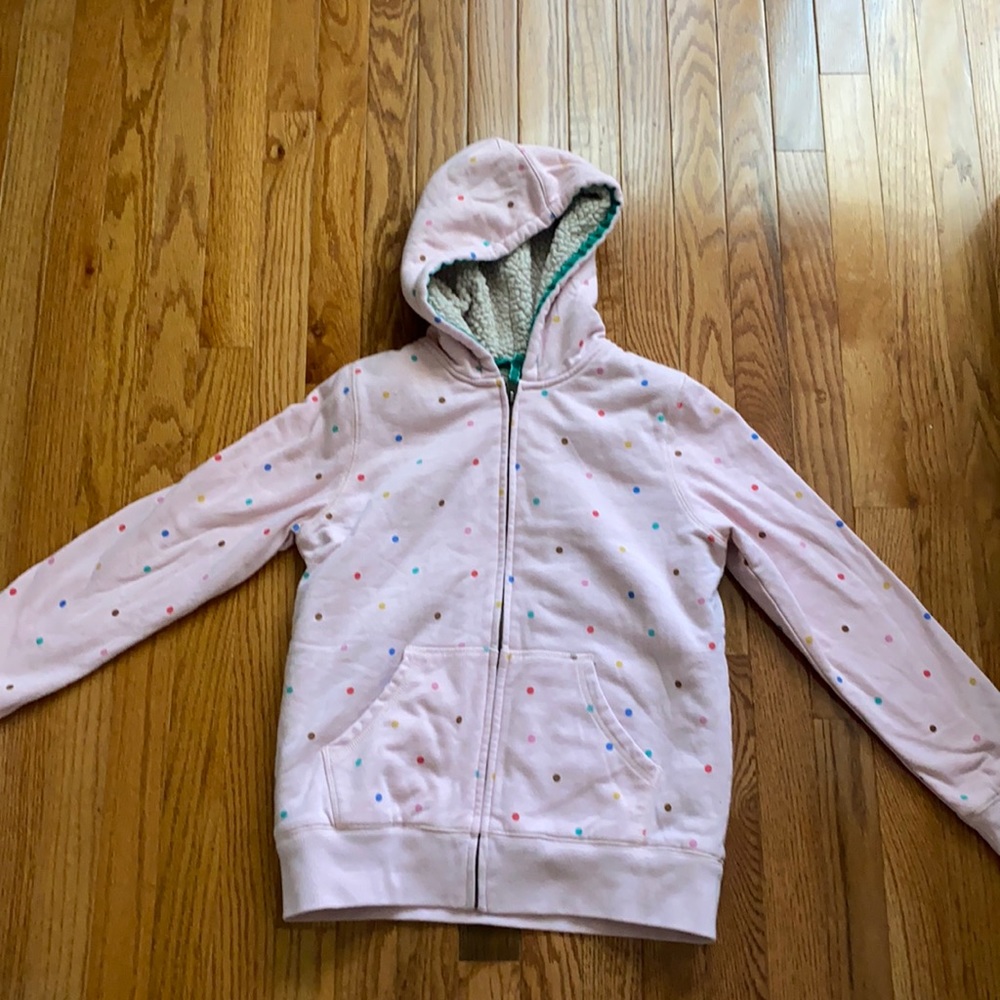 Mini Boden pink hoodie polka dots